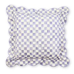 Violet Check Reversible Scalloped Throw Pillow