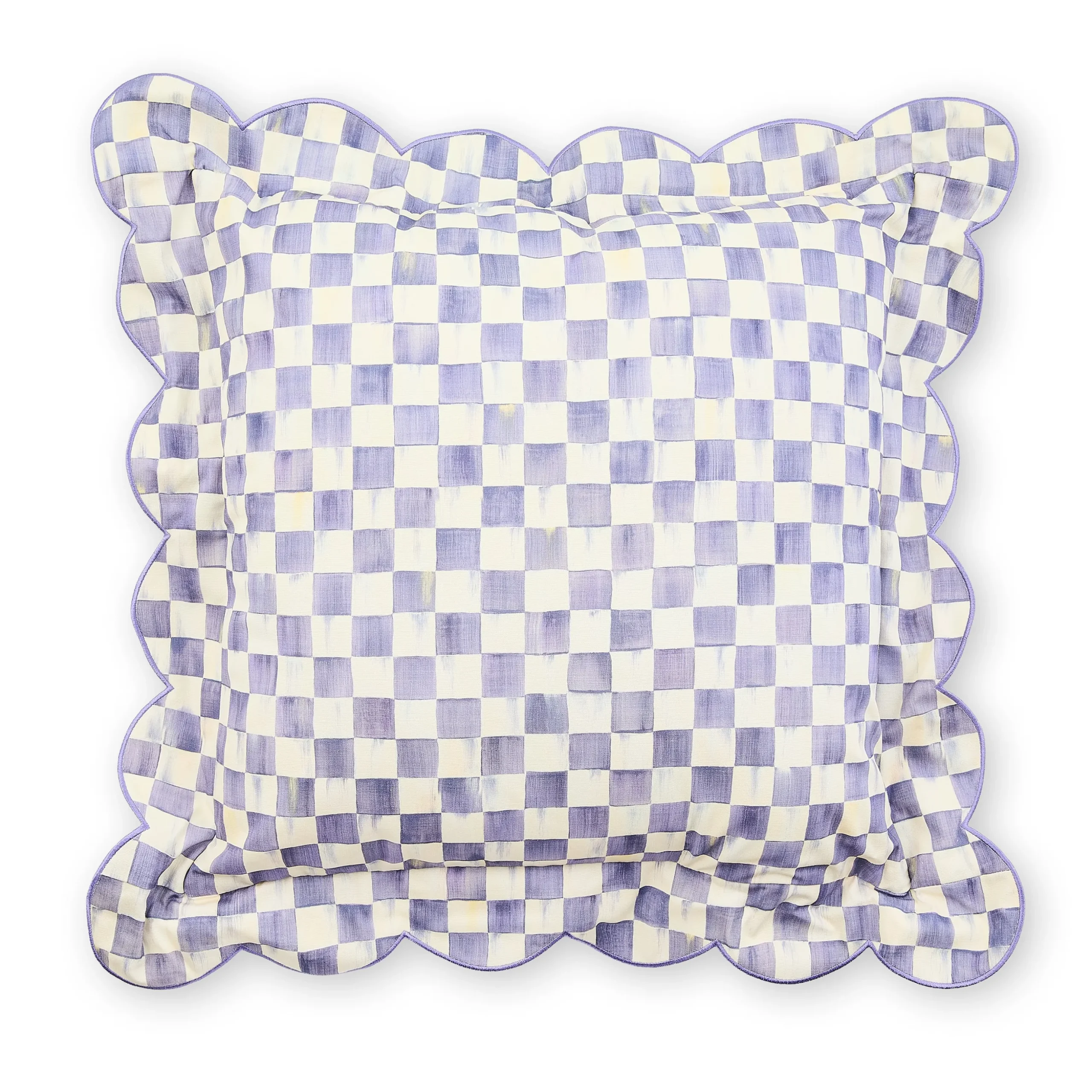 Violet Check Reversible Scalloped Throw Pillow