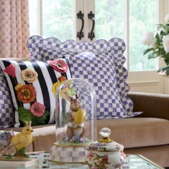 Violet Check Reversible Scalloped Throw Pillow