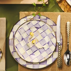 Violet Check Salad/Dessert Plate