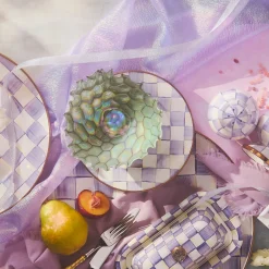 Violet Check Salad/Dessert Plate