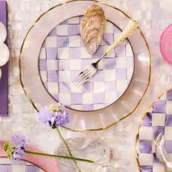Violet Check Salad/Dessert Plate