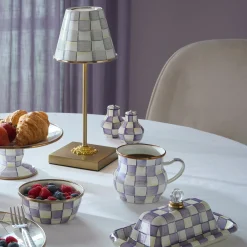 Violet Check Salt & Pepper Shakers