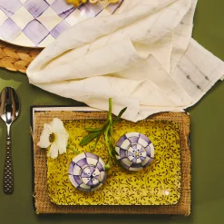 Violet Check Salt & Pepper Shakers