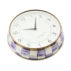Violet Check School Wall Clock