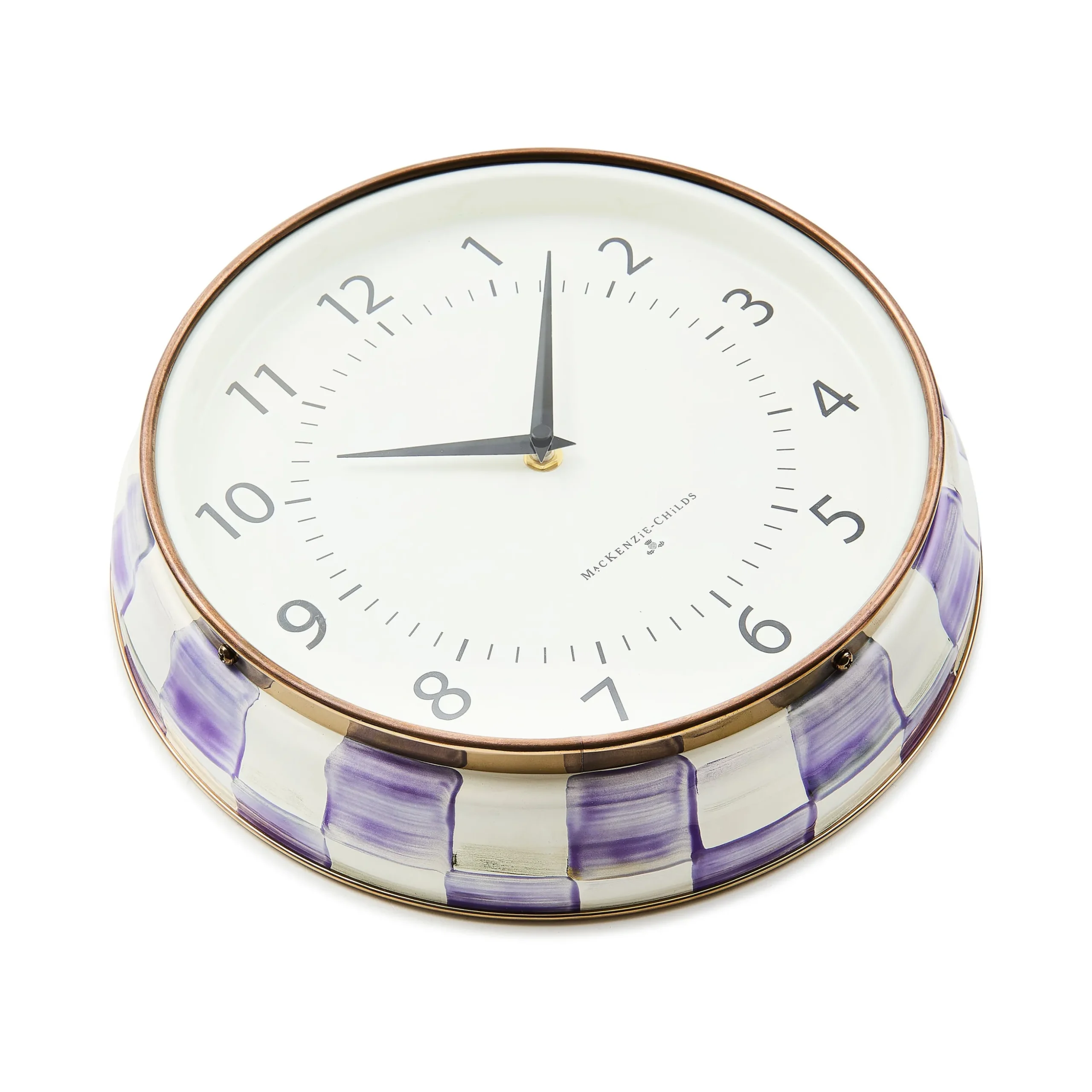 Violet Check School Wall Clock