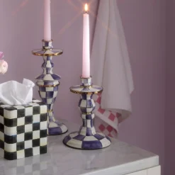Violet Check Small Candlestick
