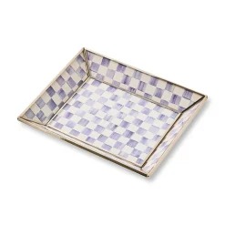 Violet Check Small Glass Tray