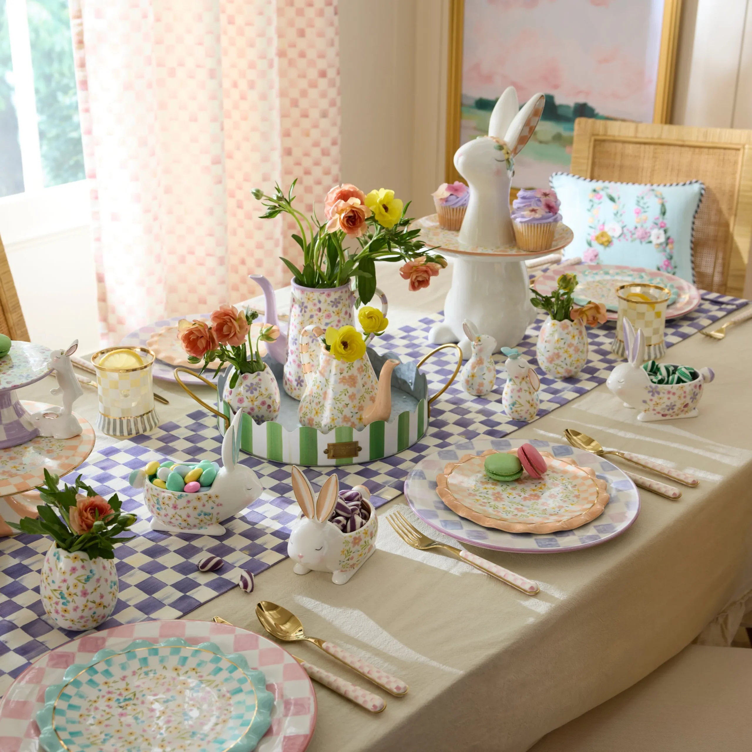 Violet Check Table Runner