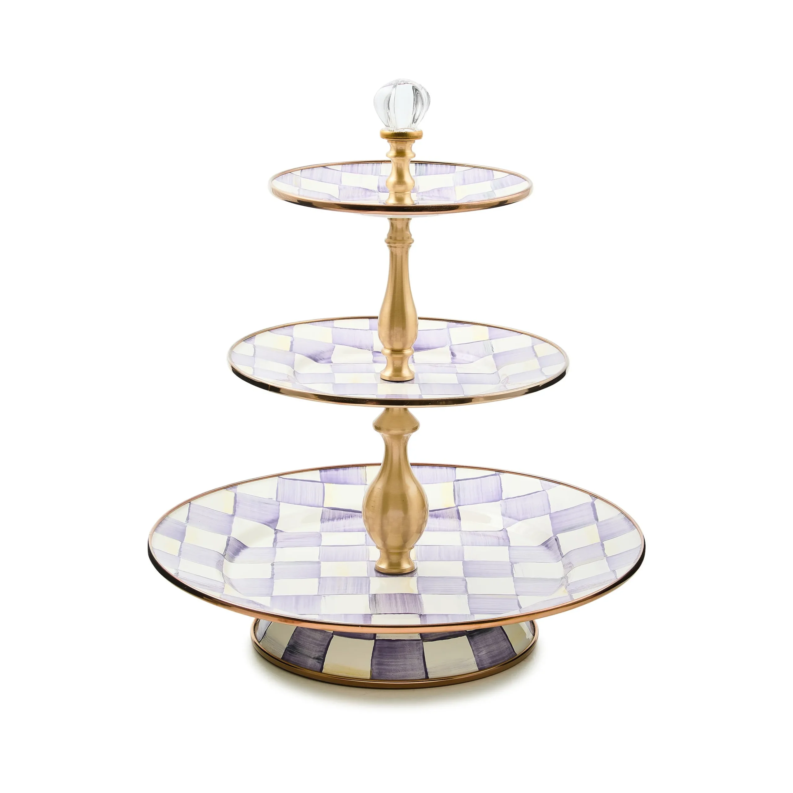Violet Check Three Tier Sweet Stand