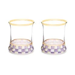Violet Check Tumbler Glass, Set of 2