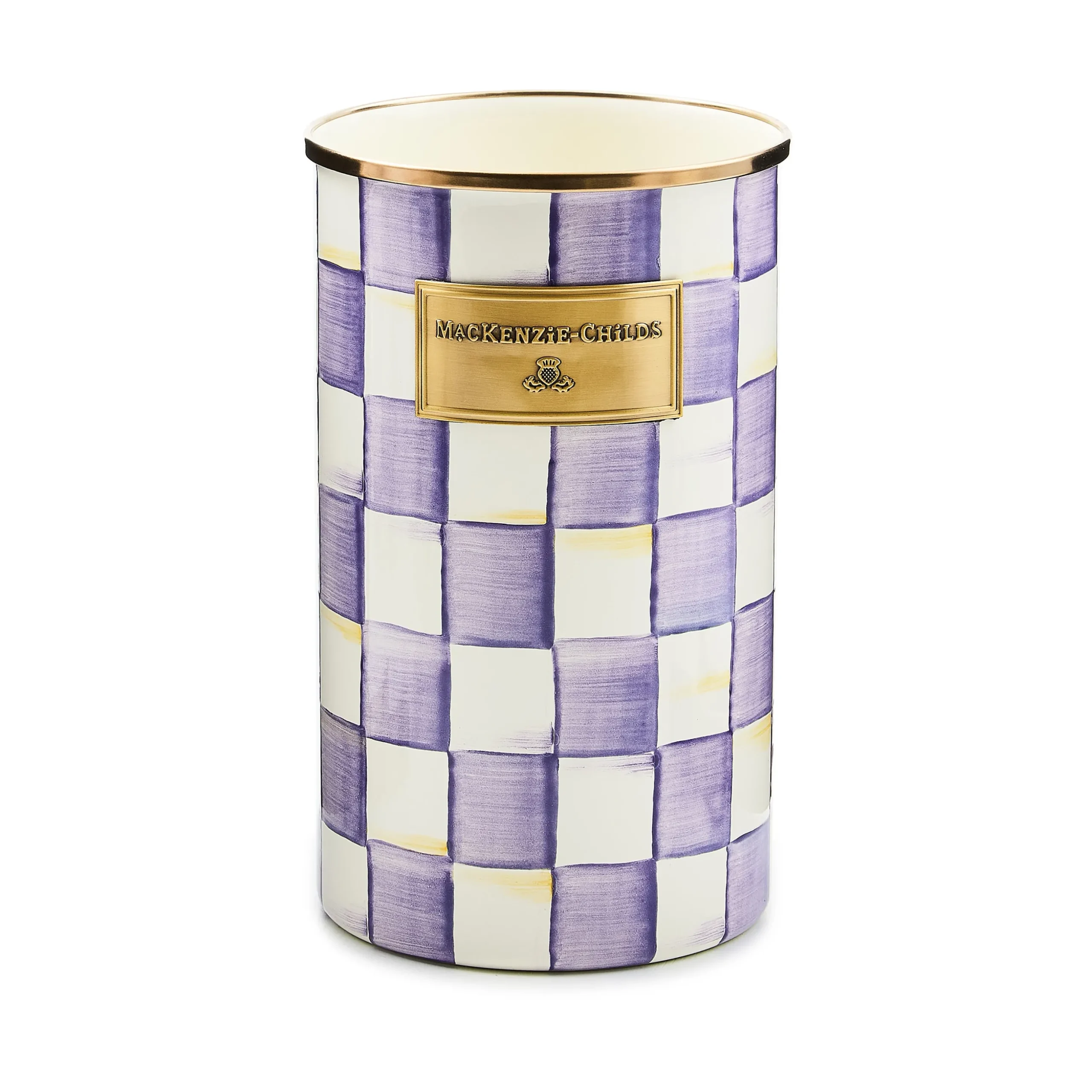Violet Check Utensil Holder