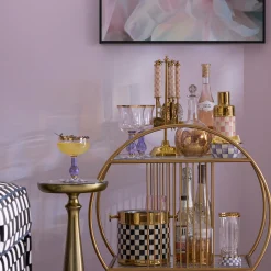 Violet Check Wine Glass