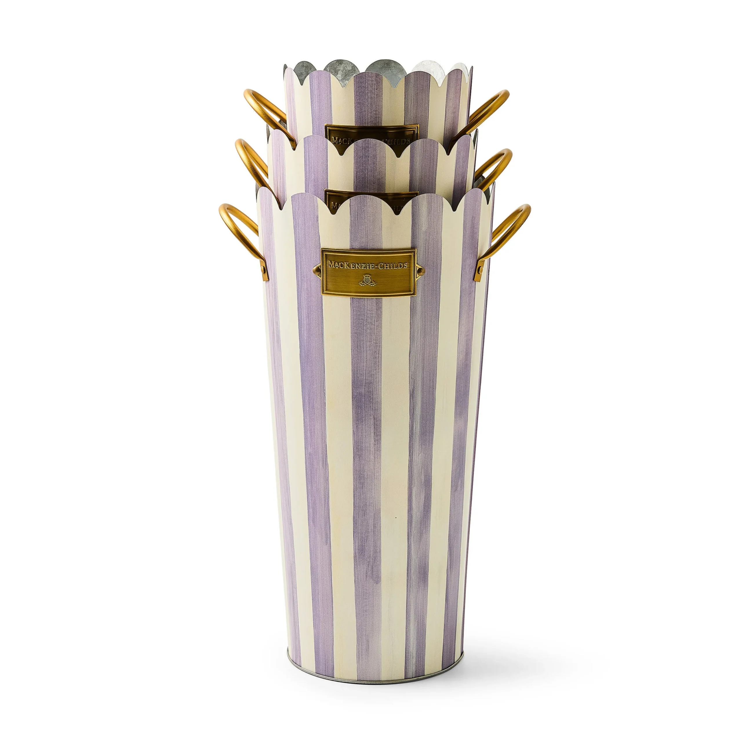 Violet Stripe Flower Buckets, Set of 3