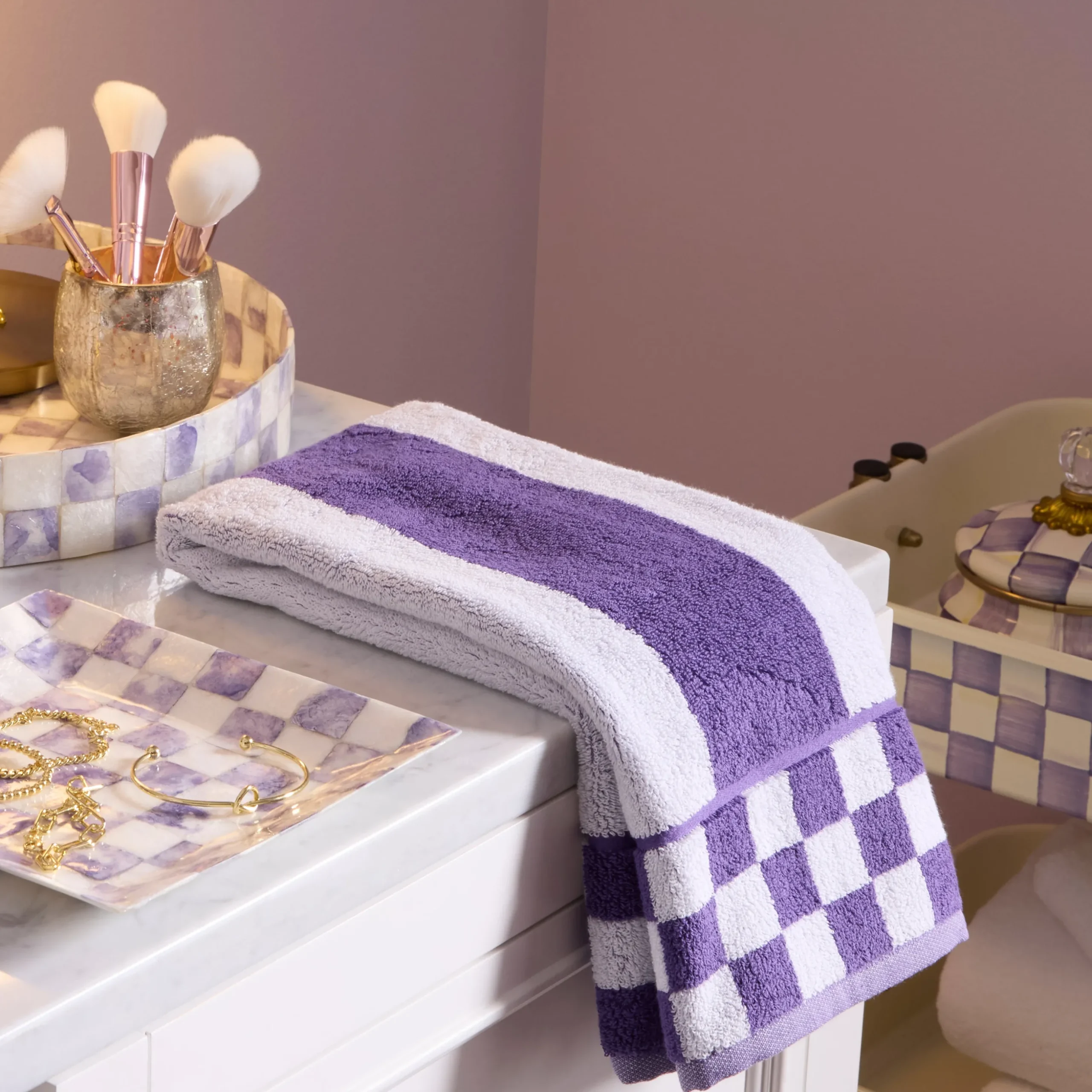 Violet Stripe Hand Towel