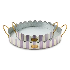 Violet Stripe Serving Trays, Set of 2