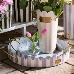 Violet Stripe Serving Trays, Set of 2