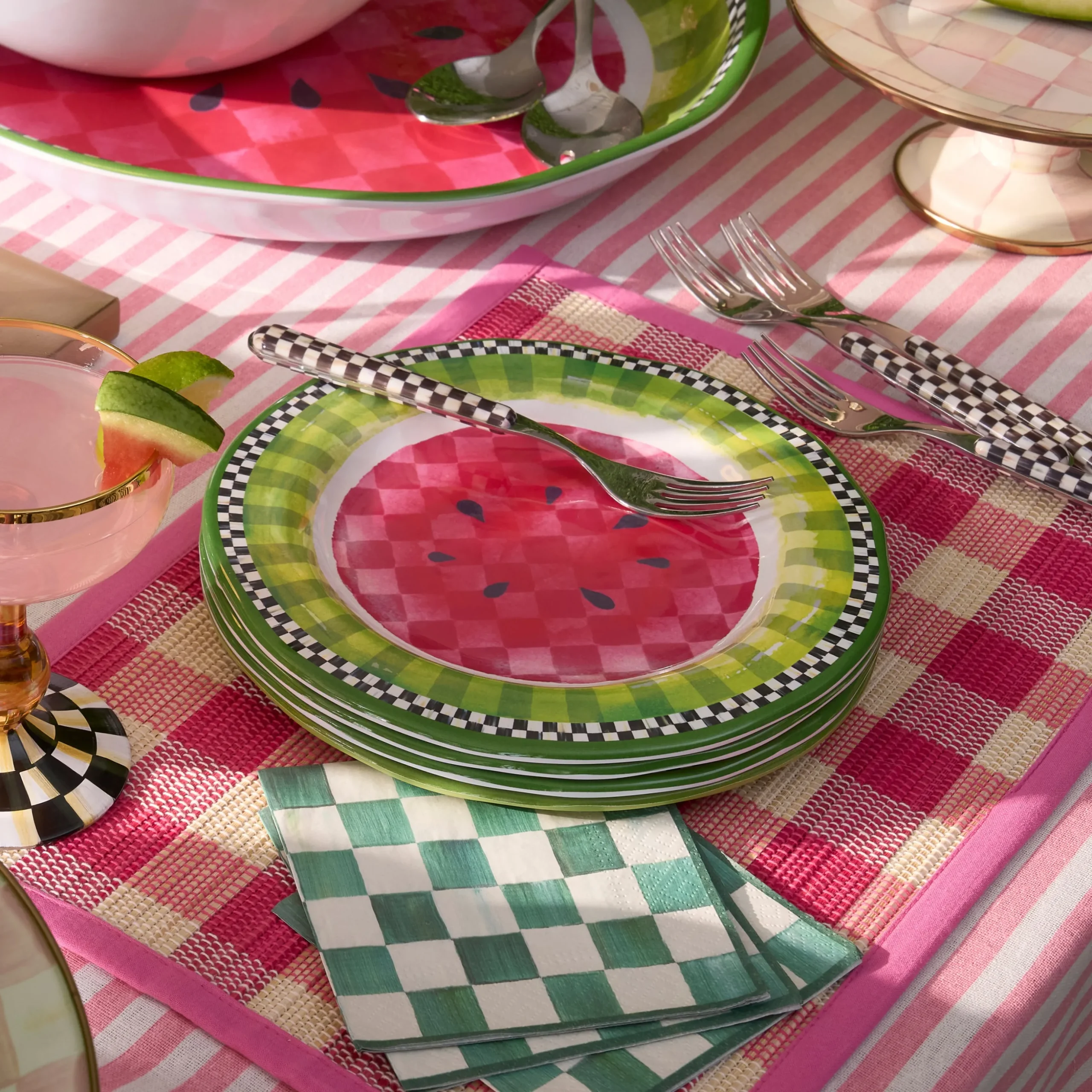 Watermelon Melamine Salad Plates, Set of 4