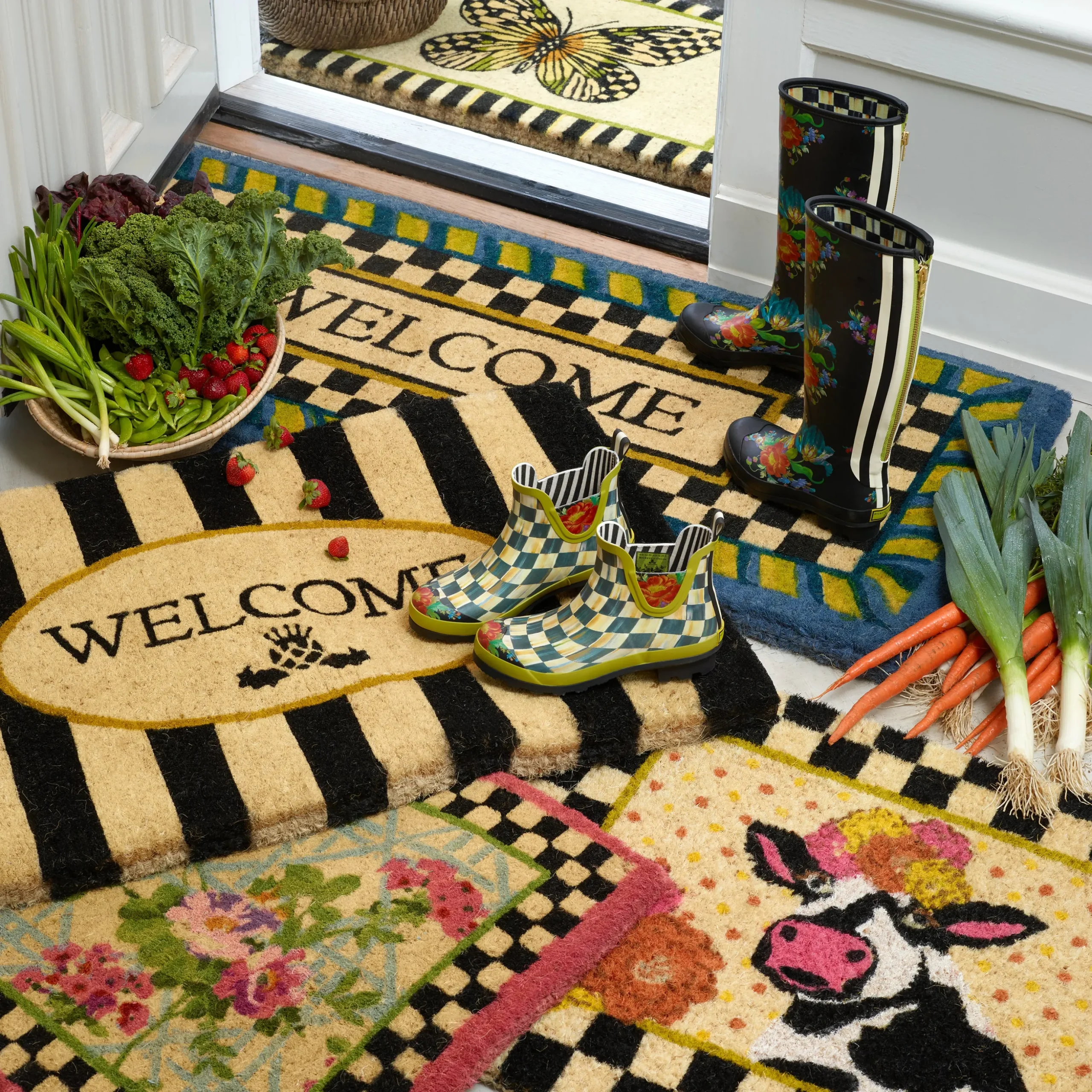 Welcome Awning Stripe Entrance Mat