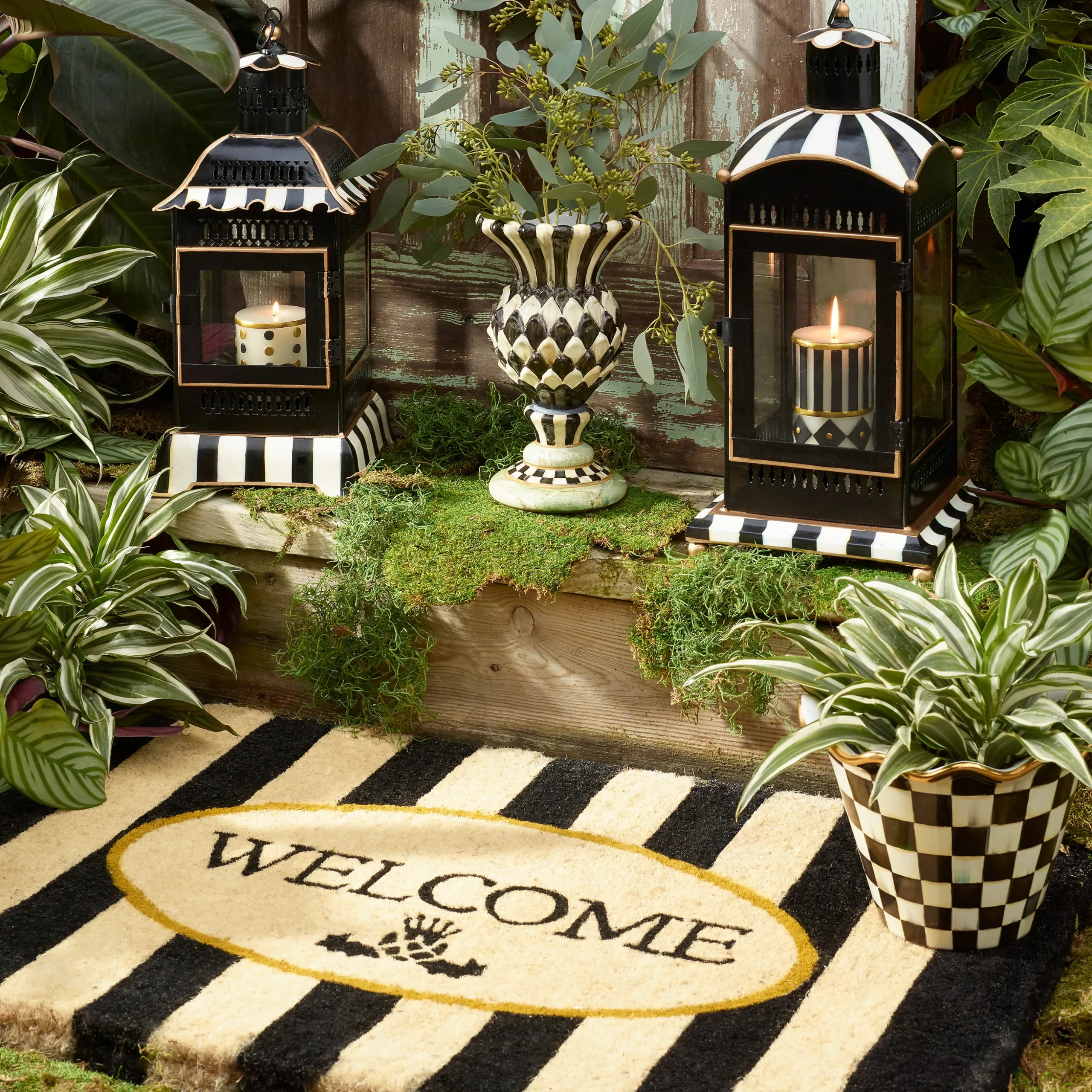 Welcome Awning Stripe Entrance Mat