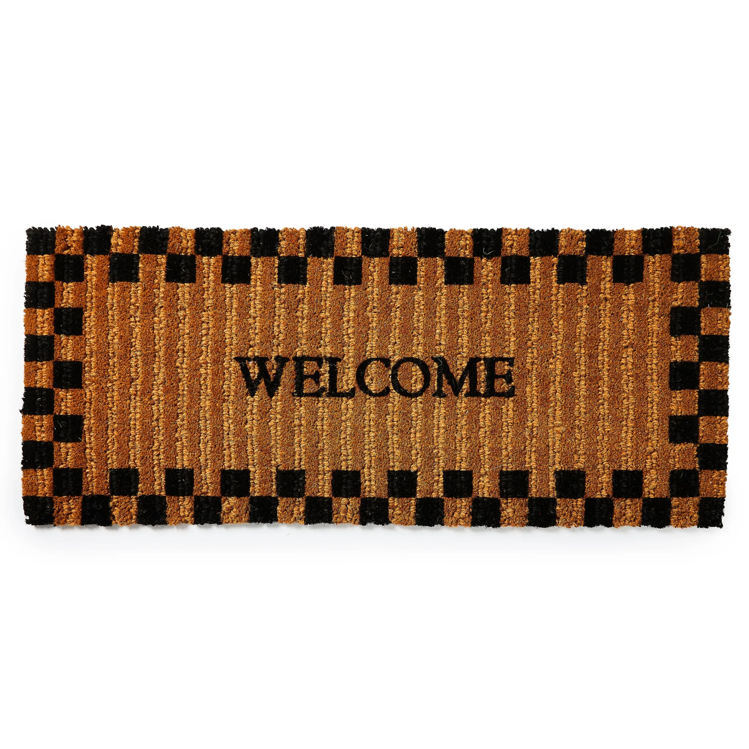 Welcome Checked Double Door Entrance Mat