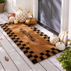 Welcome Checked Double Door Entrance Mat