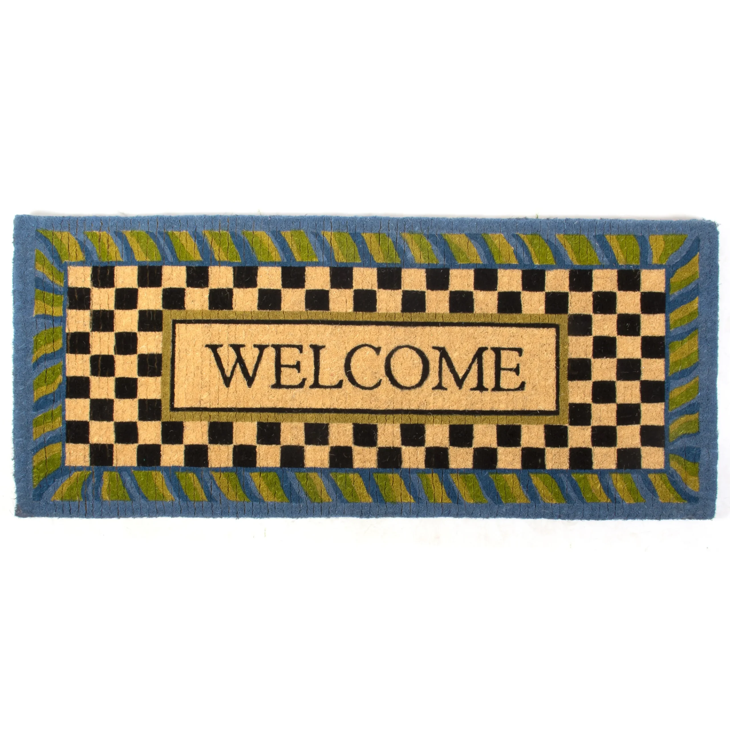 Welcome Periwinkle Double Door Entrance Mat