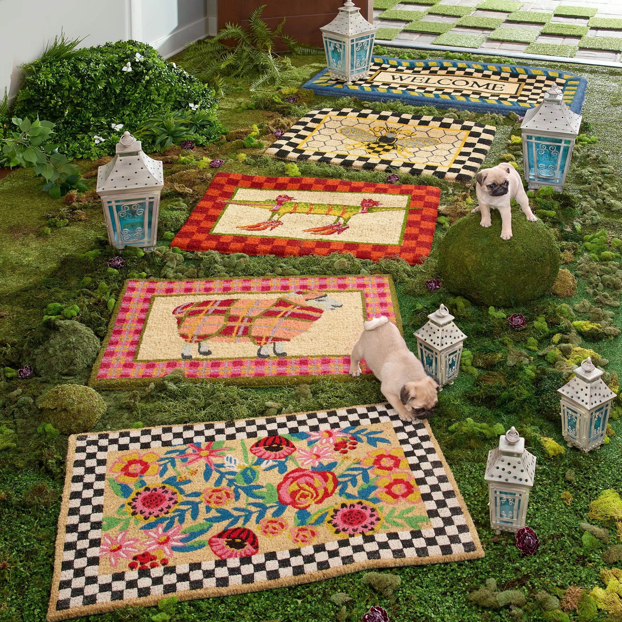 Welcome Periwinkle Double Door Entrance Mat