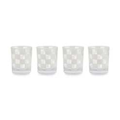 White Check Acrylic Tumblers, Set of 4