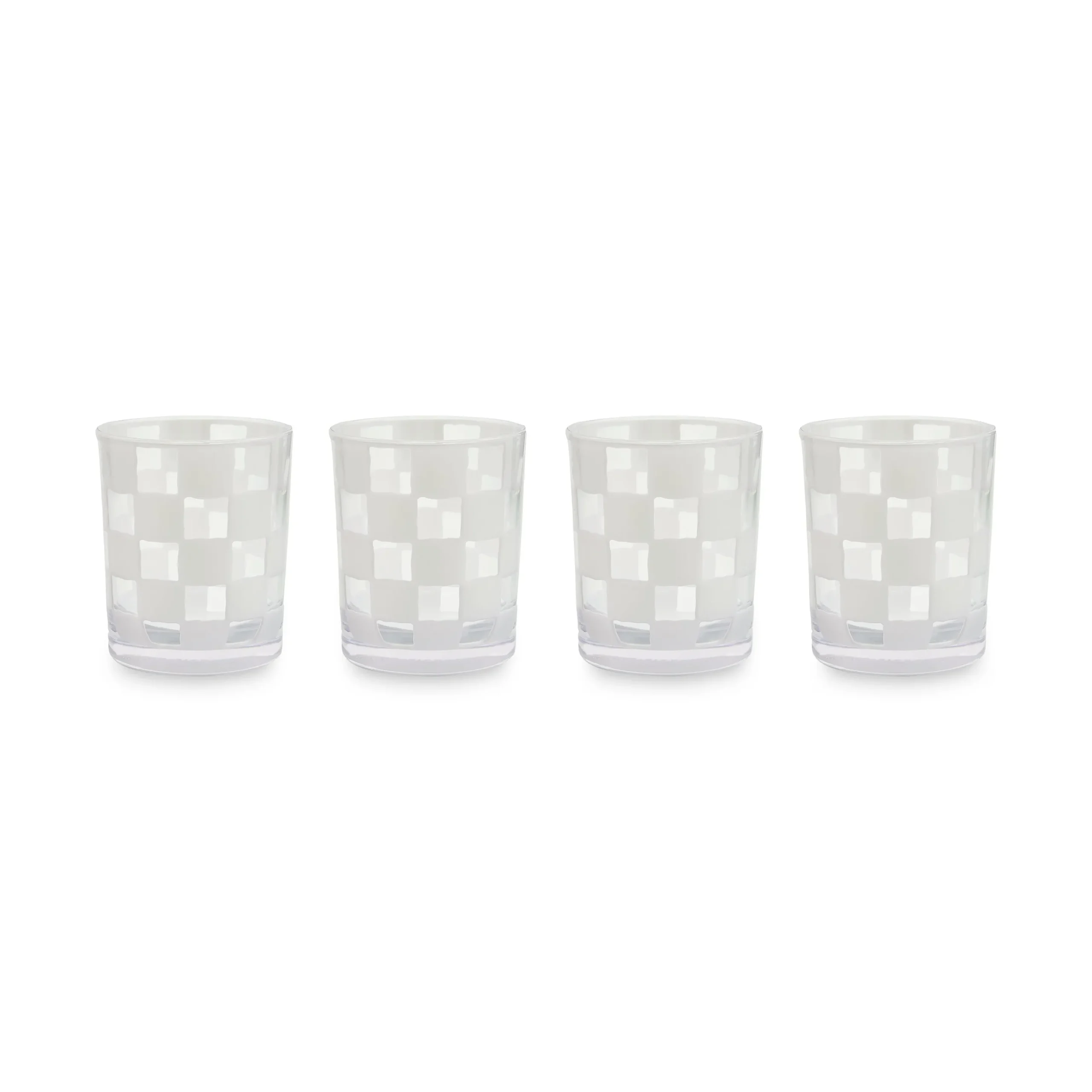 White Check Acrylic Tumblers, Set of 4