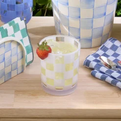 White Check Acrylic Tumblers, Set of 4