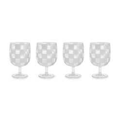 White Check Acrylic Water Goblets, Set of 4