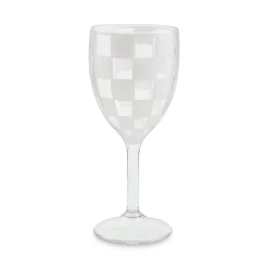 White Check Acrylic Wine Goblets, Set of 4