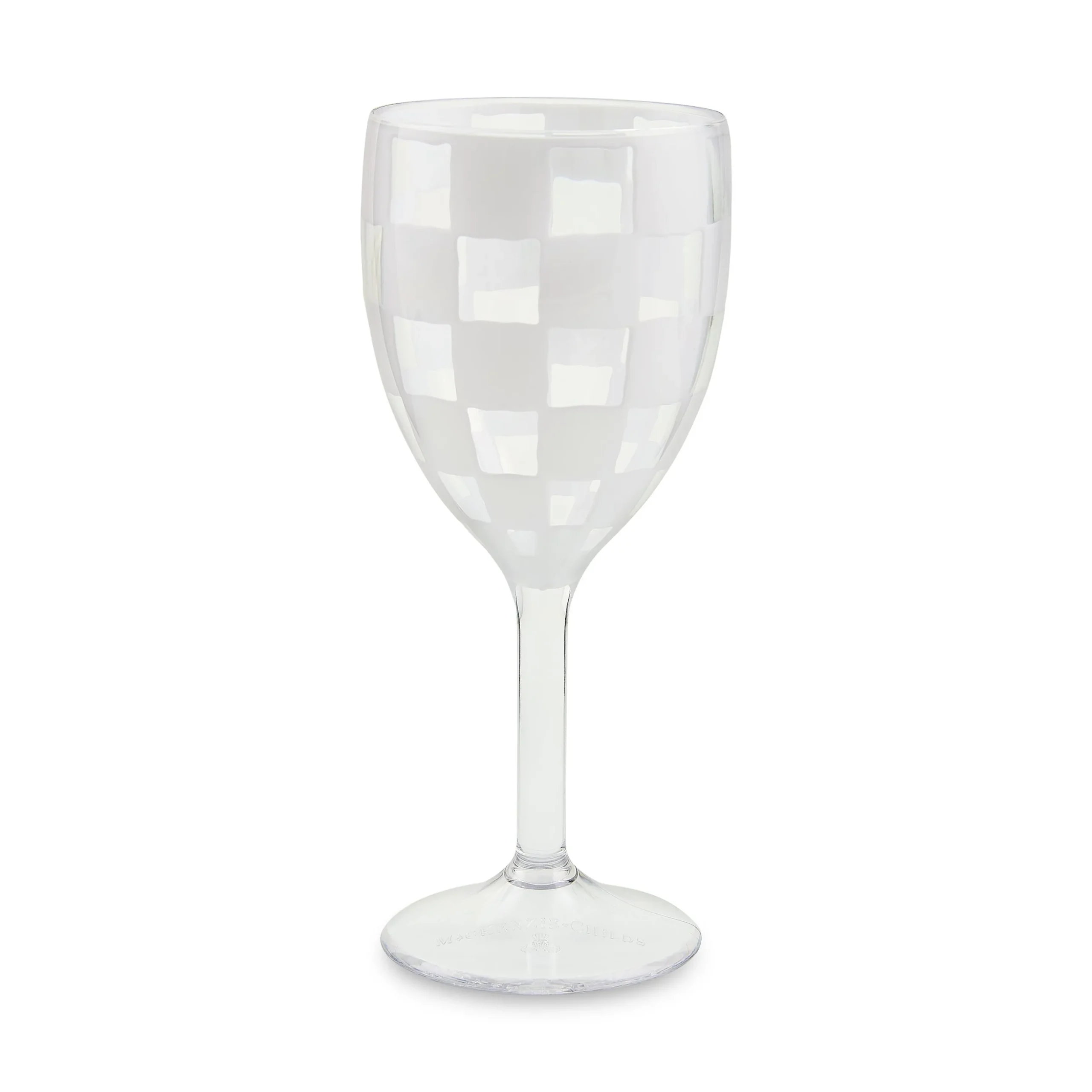 White Check Acrylic Wine Goblets, Set of 4