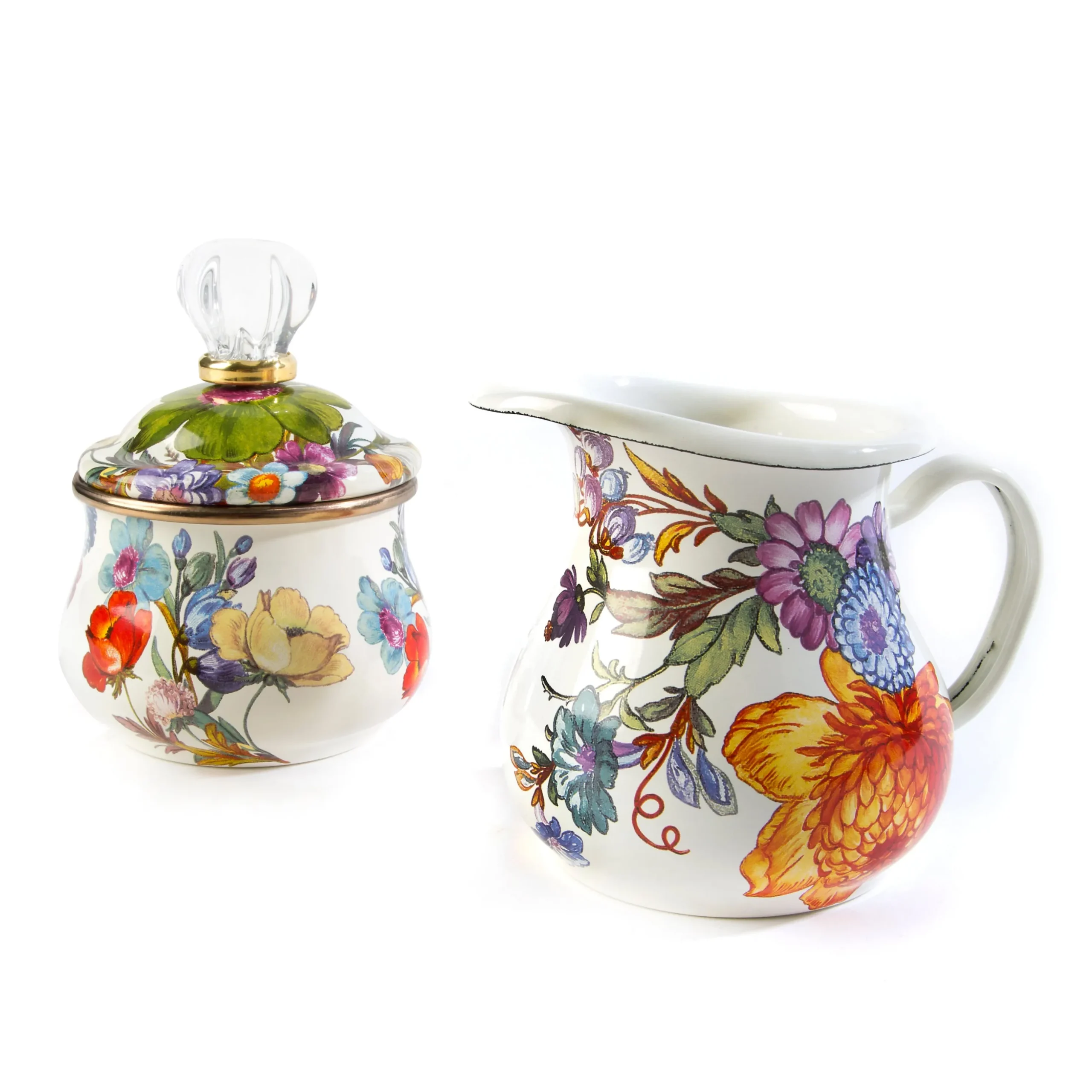 White Flower Market Creamer & Sugar Bowl Set