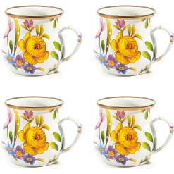 White Flower Market Mugs, Set of 4