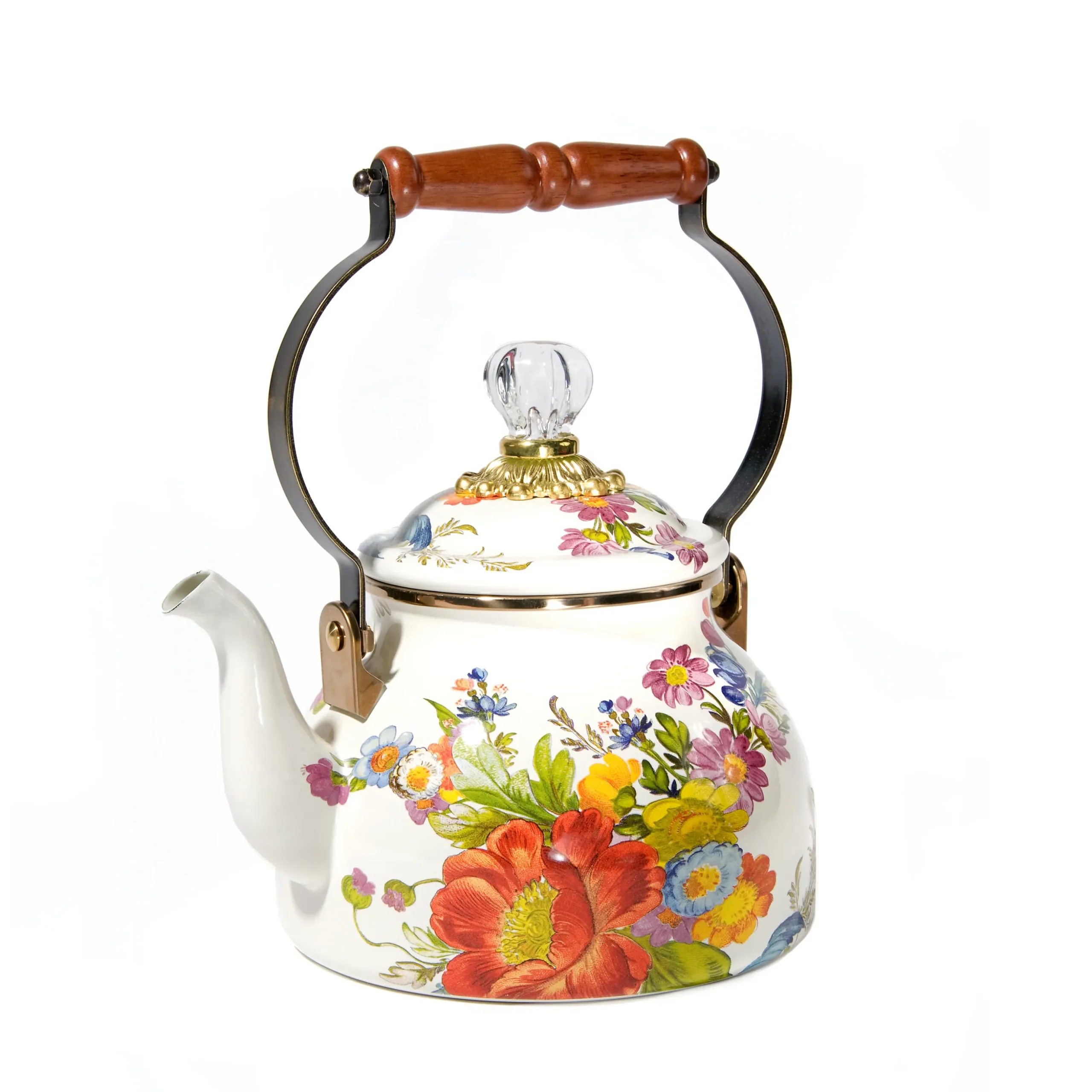 White Flower Market 2 Quart Tea Kettle