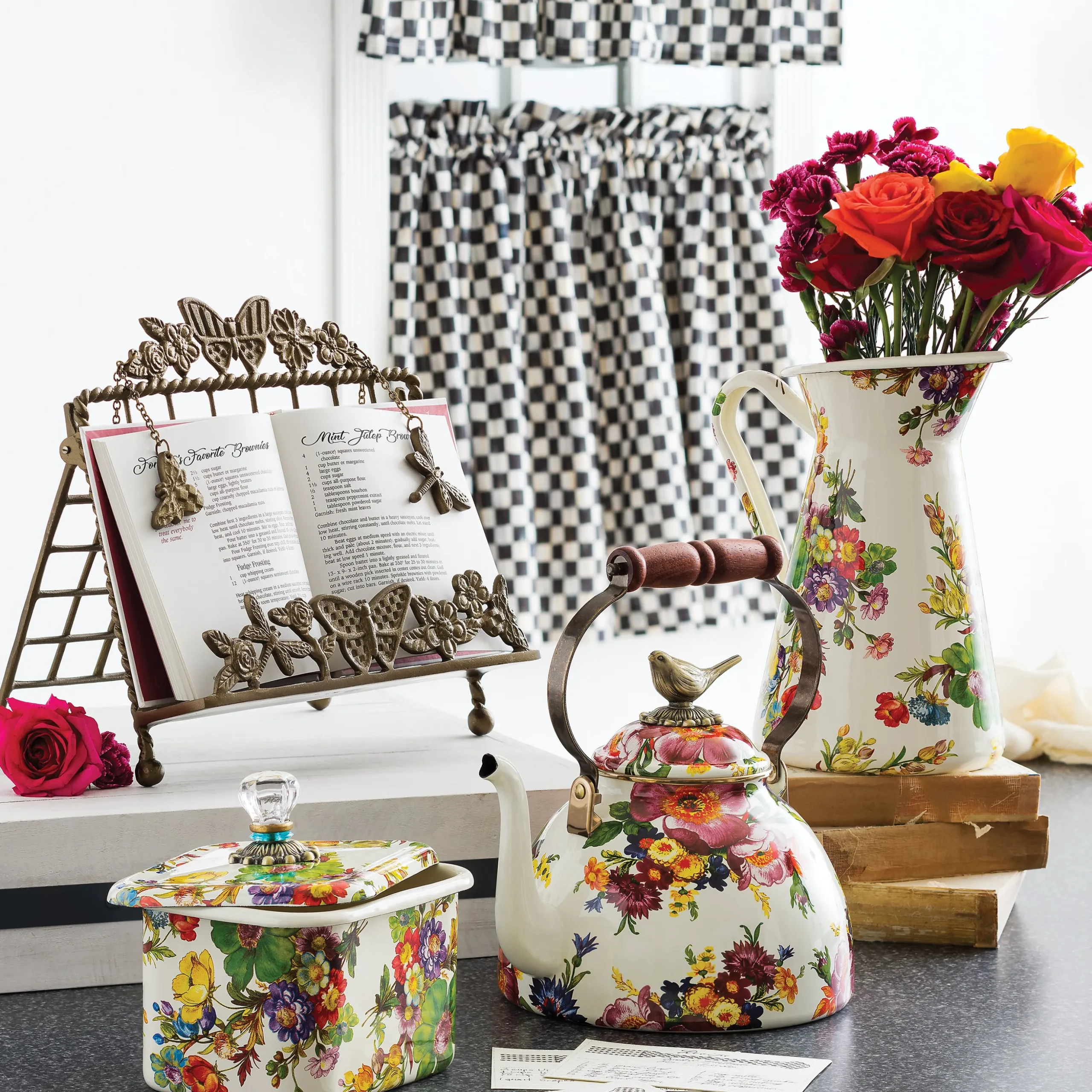 White Flower Market 3 Quart Tea Kettle with Bird