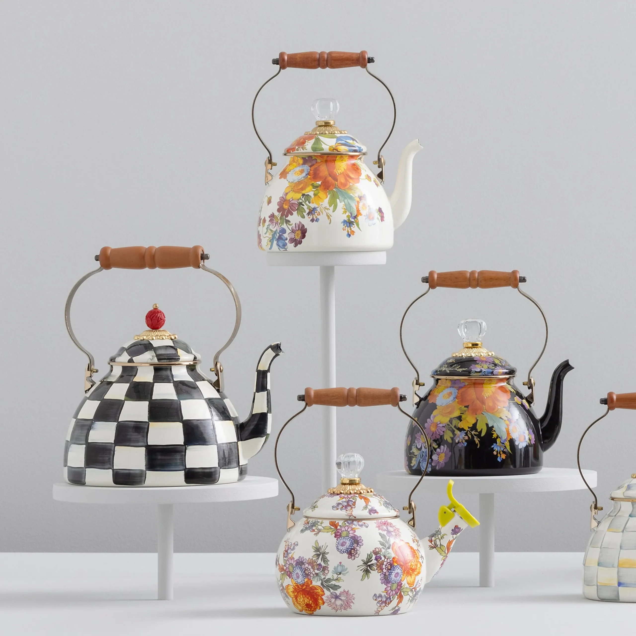 White Flower Market Whistling Tea Kettle