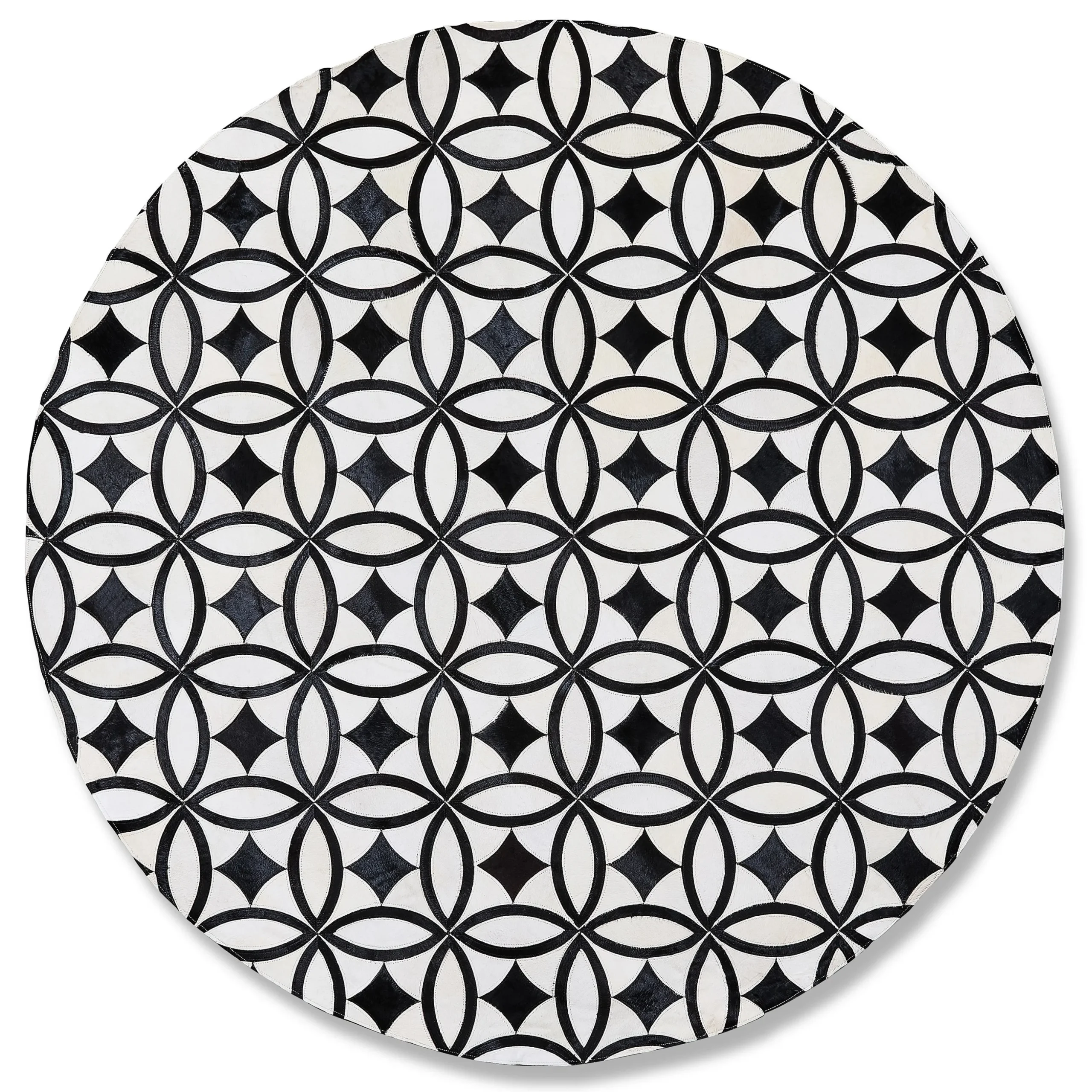 White Kyoto Hair on Hide 6' Round Rug
