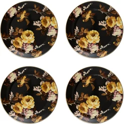 Wild Rose Brown Chargers, Set of 4