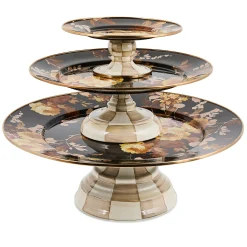 Wild Rose Brown Large Pedestal Platter