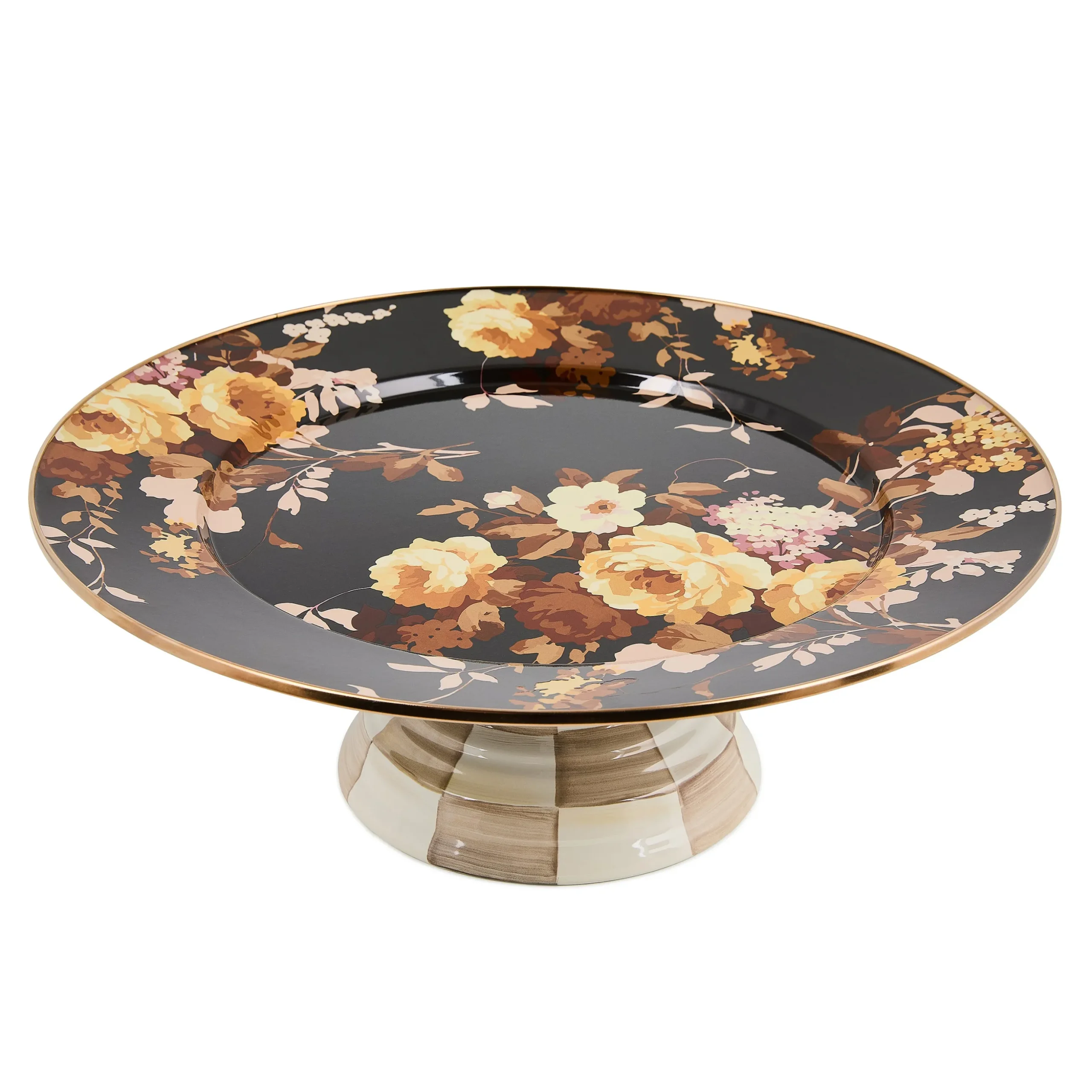 Wild Rose Brown Large Pedestal Platter