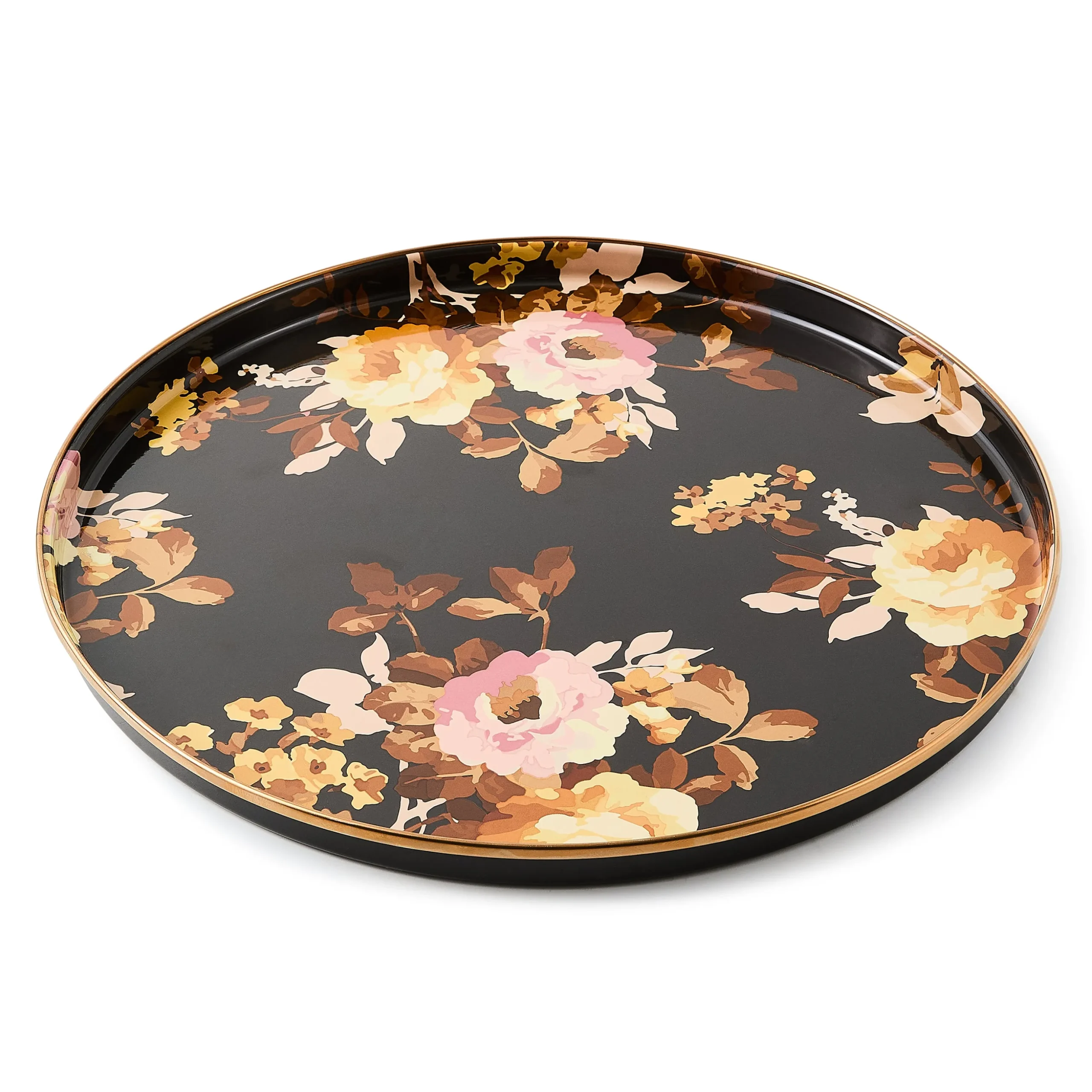 Wild Rose Brown Round Tray