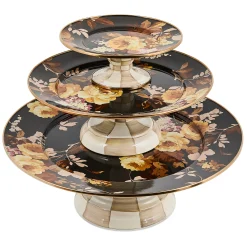 Wild Rose Brown Small Pedestal Platter