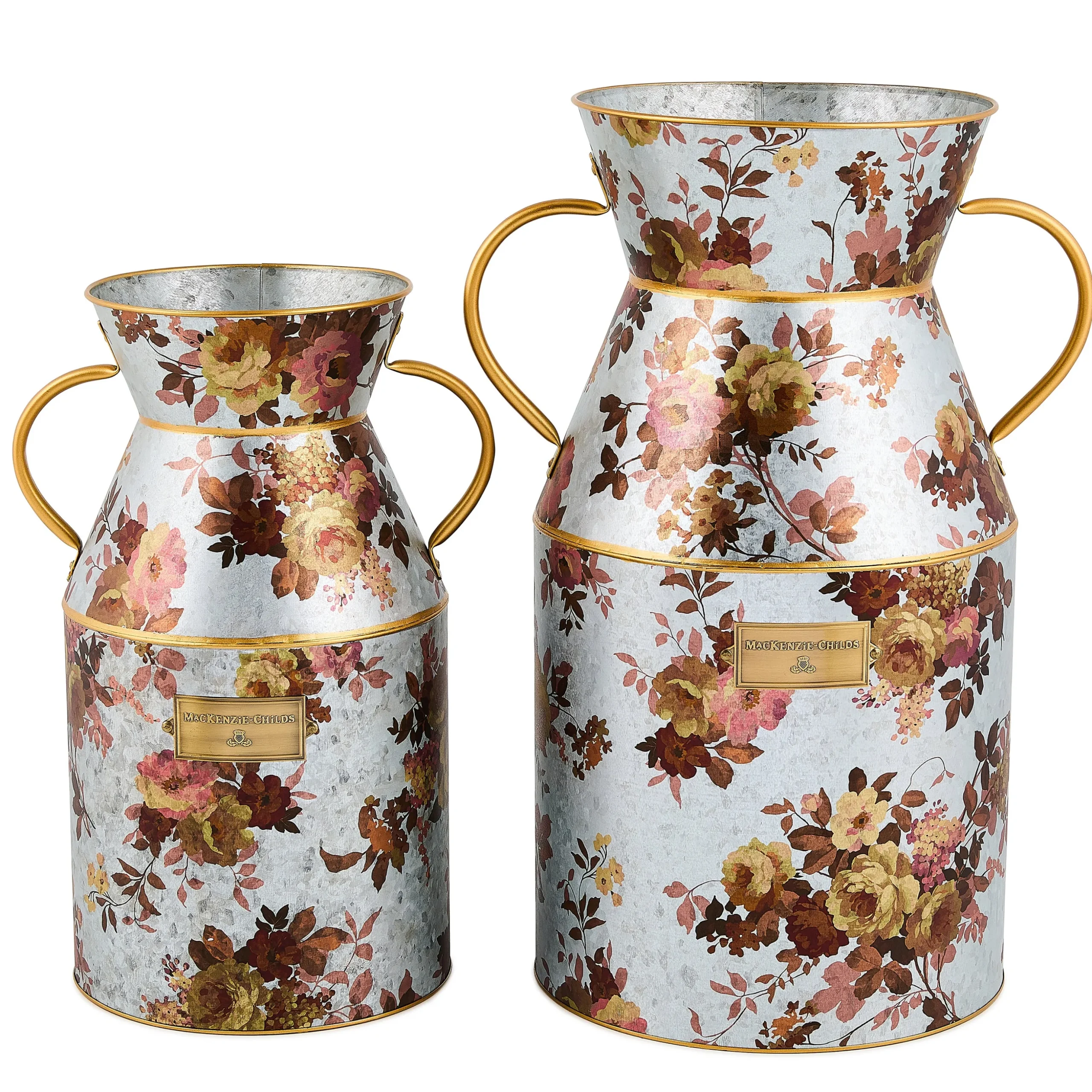 Wild Rose Galvanized Large Milk Can