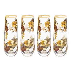 Wild Rose Stemless Flute, Set of 4