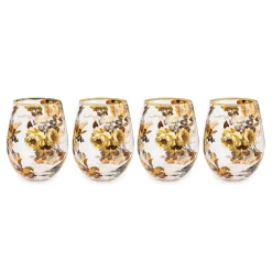 Wild Rose Stemless Wine Glass, Set of 4