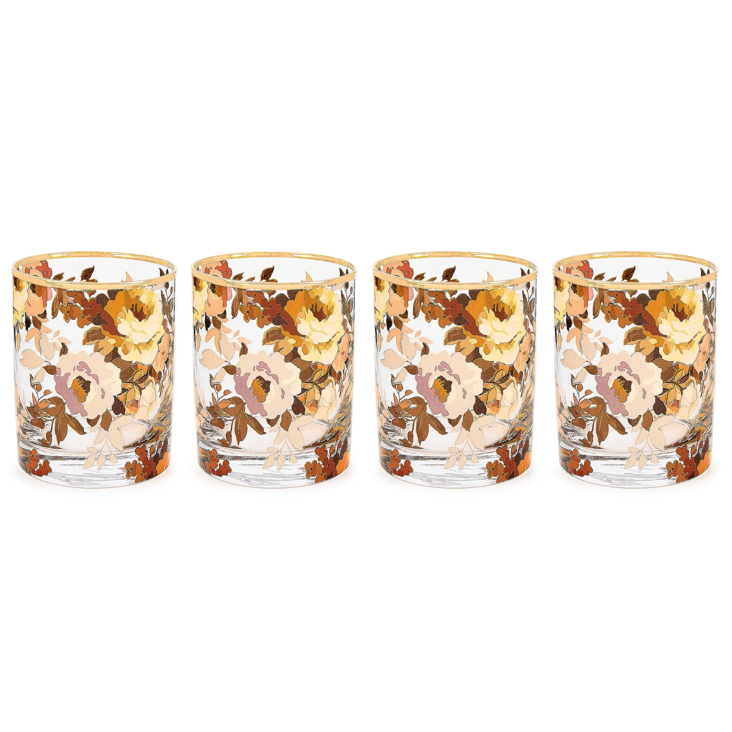 Wild Rose Tumbler Glass, Set of 4