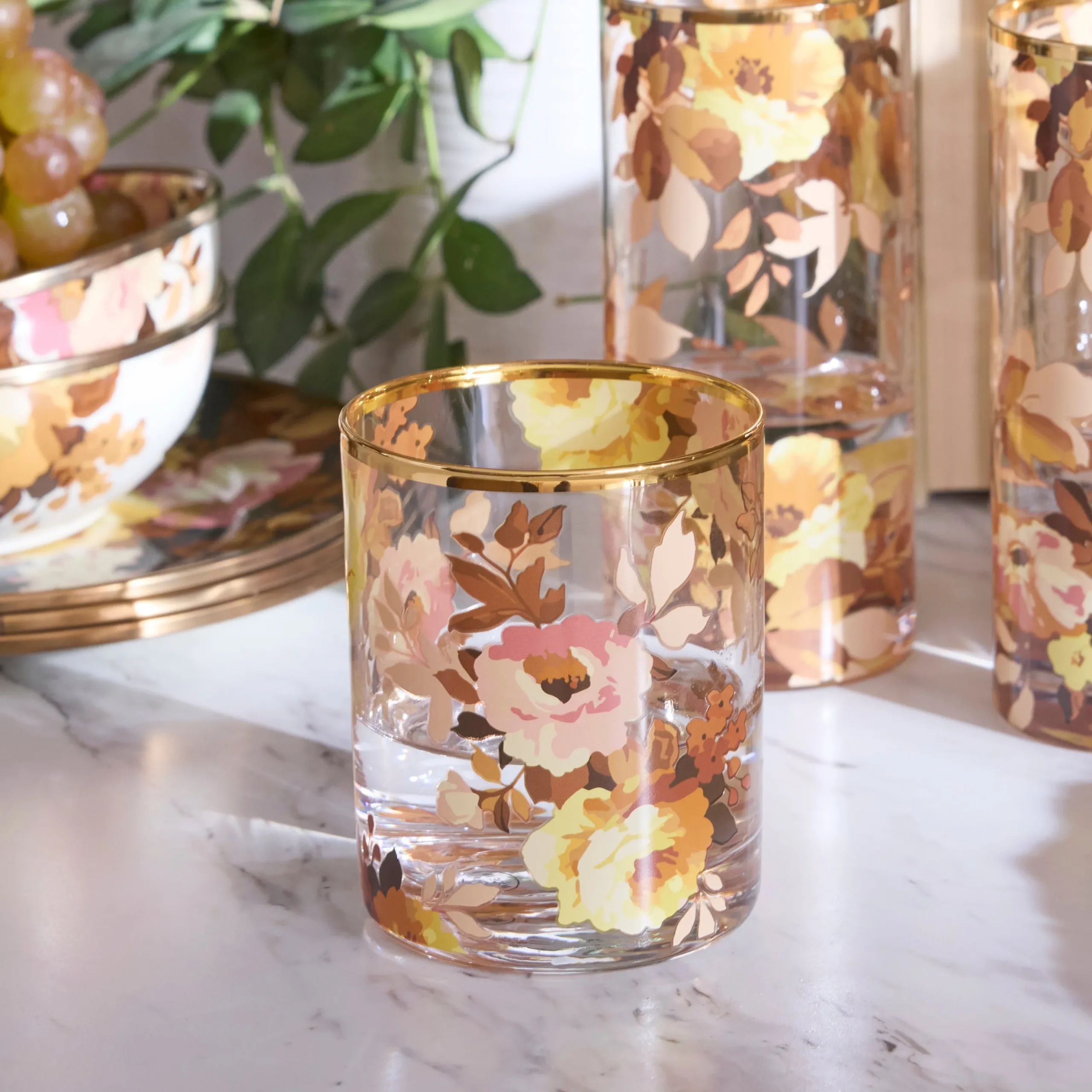 Wild Rose Tumbler Glass, Set of 4